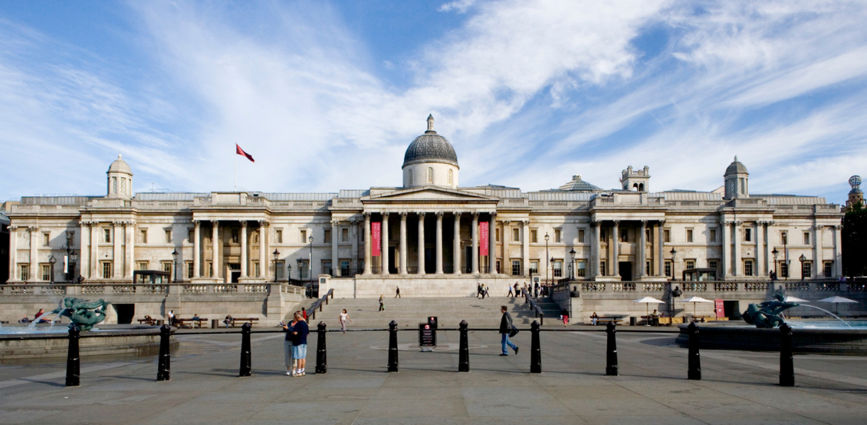 Front exterior of the National Gallery in London